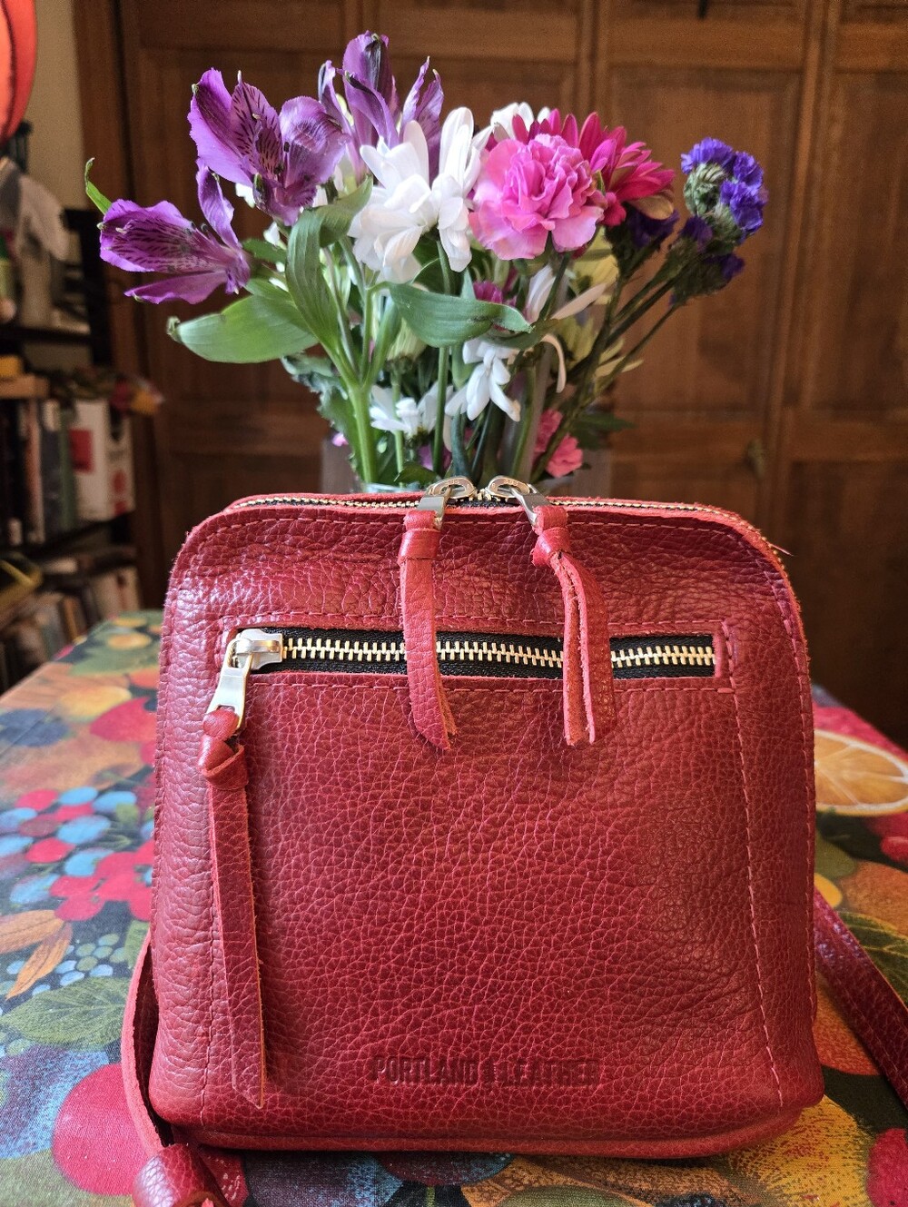 🌝Portland Leather Goods Small Luna Crossbody In Chili Red Pebbled Leather